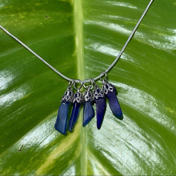*SOLD* Shades of the deep blue sea glass necklace - Picture 3 of 4
